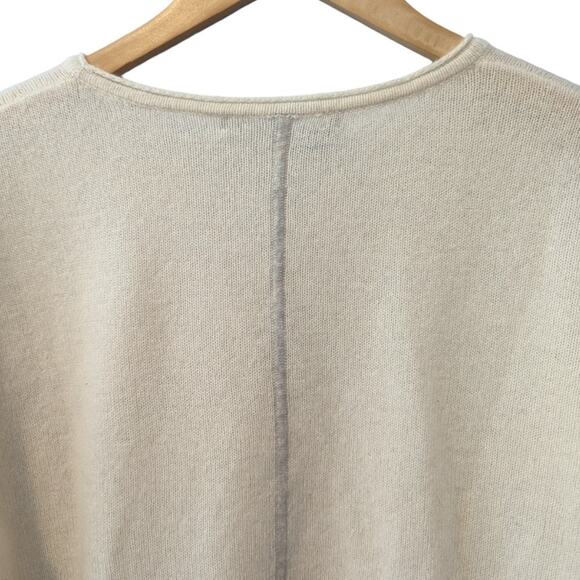 360 Cashmere Sweater Crew neck White Ivory Grey Color block Size M Flawed - Picture 4 of 8